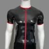 Latex Trimmed Zip Front Sleeveless T-Shirt