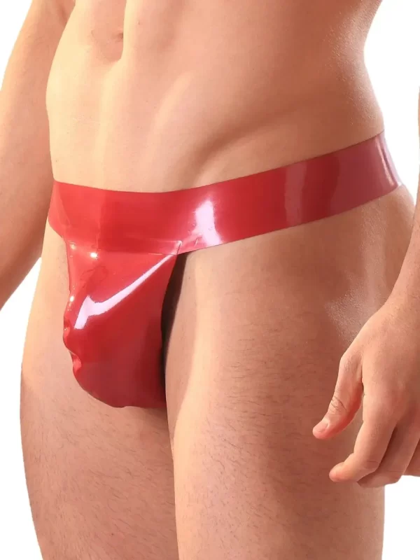 Latex Sexy Metallic Red Thong