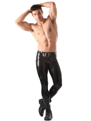 Latex Skinny Jeans With Braces