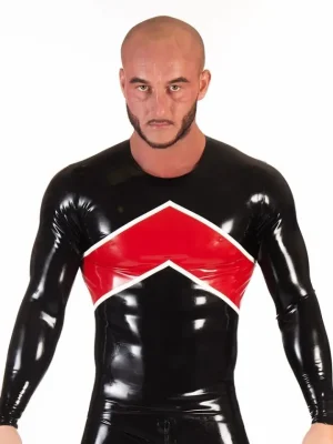 Latex Long Sleeve T-Shirt With Trimmed Panel Latex Long Sleeve T-Shirt With Trimmed Panel