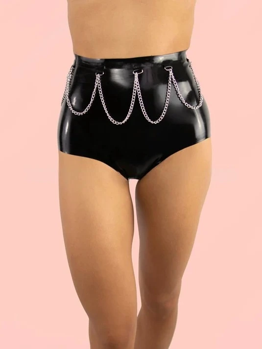 Latex Booty Shorts With Chain Detail Latex Booty Shorts With Chain Detail