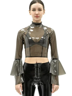 Latex Top with Ruffled Sleeves Isabelle
