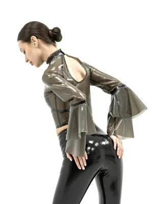 Latex Top with Ruffled Sleeves Isabelle