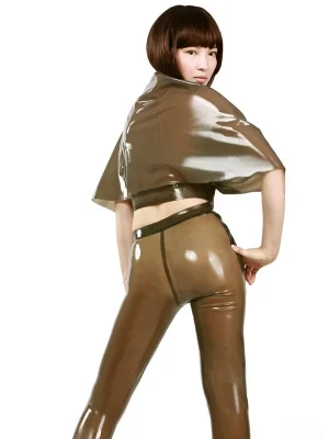 Latex Cropped Twist Front Top