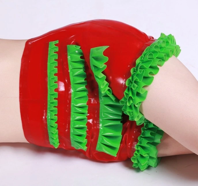 Latex Red & Green Ruffled Shorts Latex Red & Green Ruffled Shorts