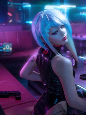 Latex Cyberpunk 2077 Lucy Cosplay Costume - Version