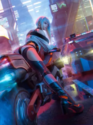 Latex Cyberpunk 2077 Lucy Cosplay Costume - Version