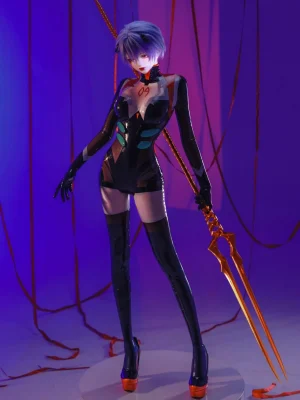 Latex Black Rei Ayanami Cosplay Costume