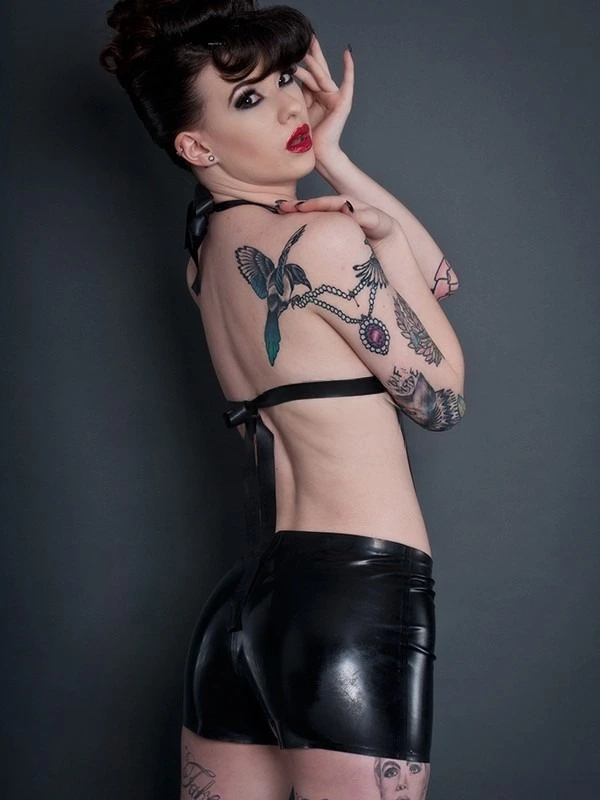 Latex Black Halter Ring Cut-Out Bodysuit Latex Black Halter Ring Cut-Out Bodysuit