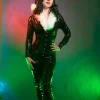 Red Latex Catsuit with Black Details for Women