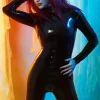 Silver Ximena Latex Rubber Catsuit