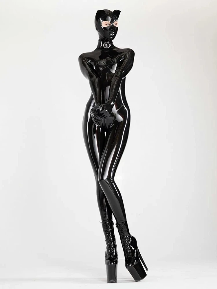 Latex Bodysuit Full Cover Cat Hood Enclosure Latex Bodysuit Full Cover Cat Hood Enclosure