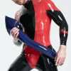 Latex Male Fox Trotter Shoulder-Zipper Catsuit With Inflatable Tail