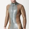 Latex Male Contrast Strips Catsuit