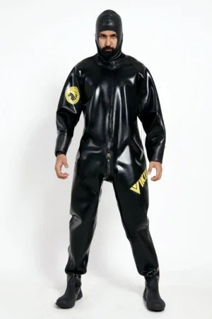 Latex Mens Heavy Duty Brand Name Hooded Drysuit Diving Suit
