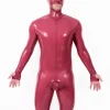 Shorty latex suit with chest zippers