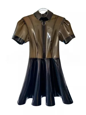 Latex Black Splicing Translucent Black Dresses