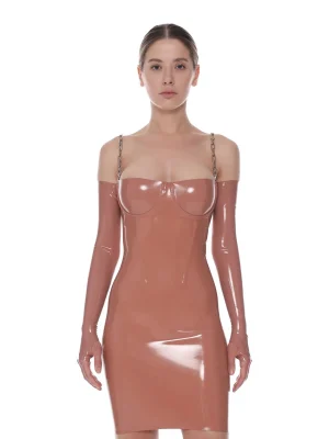 Latex Chain Strap Glossy Dress