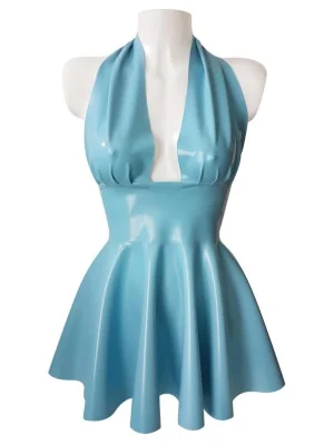 Latex halter Marilyn full circle mini dress