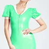 Latex Round-Neck Sleeveless Micro Dress