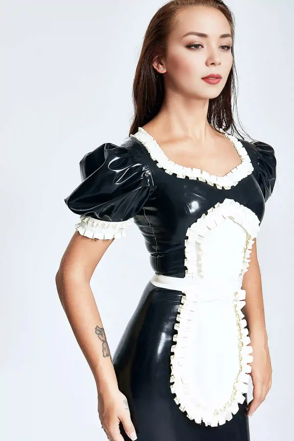Latex Puff-Sleeved Diner Waitress Uniform - Latex UK Shop