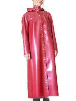 Latex raglan coat with hood