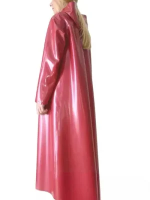 Latex raglan coat with hood