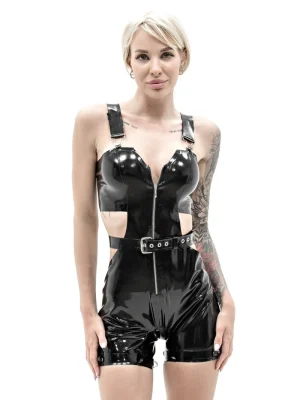 Latex rövid szabású overál övvel