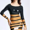Latex Water Wave Stripe Mini Dress