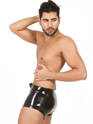 Latex Mens Boxer Shorts with Zipper