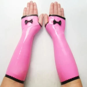 Latex Black Contrast Sissy Gloves