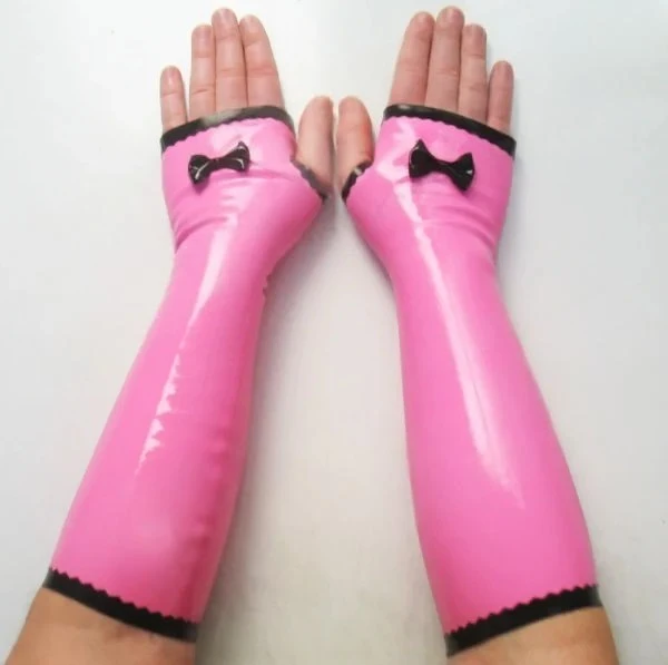 Latex Black Contrast Sissy Gloves Latex Black Contrast Sissy Gloves