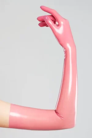 latex Long Pink Gloves Made Of Molded
