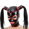 Latex Sexy Hood with Ponytail 2 Wig Open Eye And Mouth Back Zip Latex Sexy Hood with Ponytail 2 Wig Open Eye And Mouth Back Zip