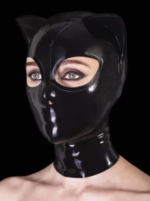 Latex Cat Hood With Mouth Closed