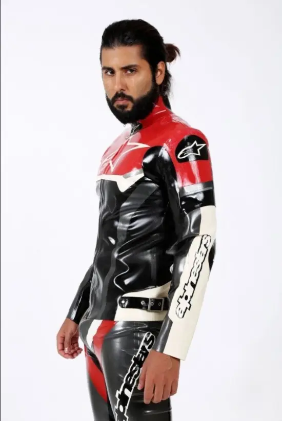 Male Latex Biker Jacket